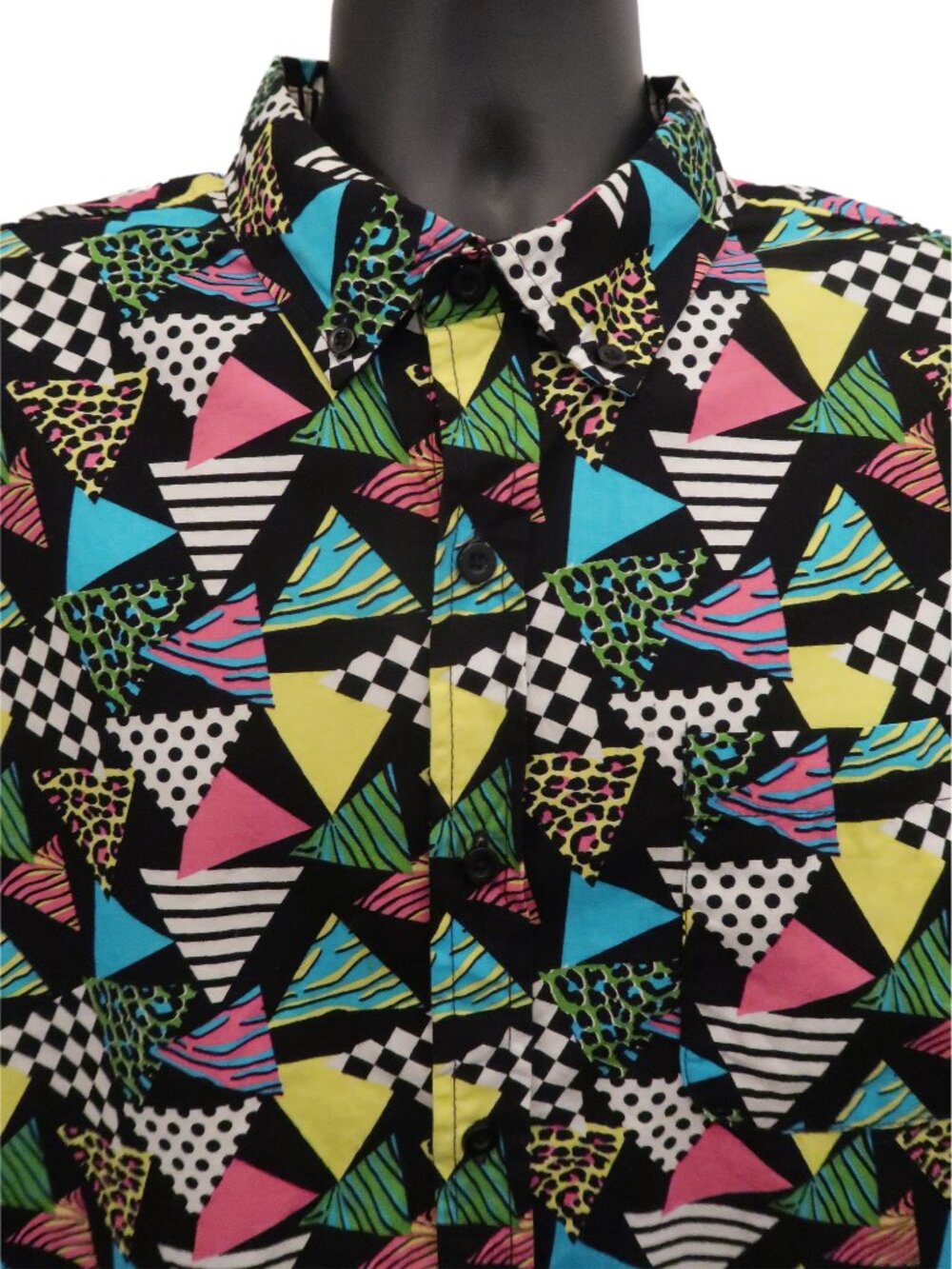 Multicolor Retro Geometric Print Button Down Short Sleeve Shirt